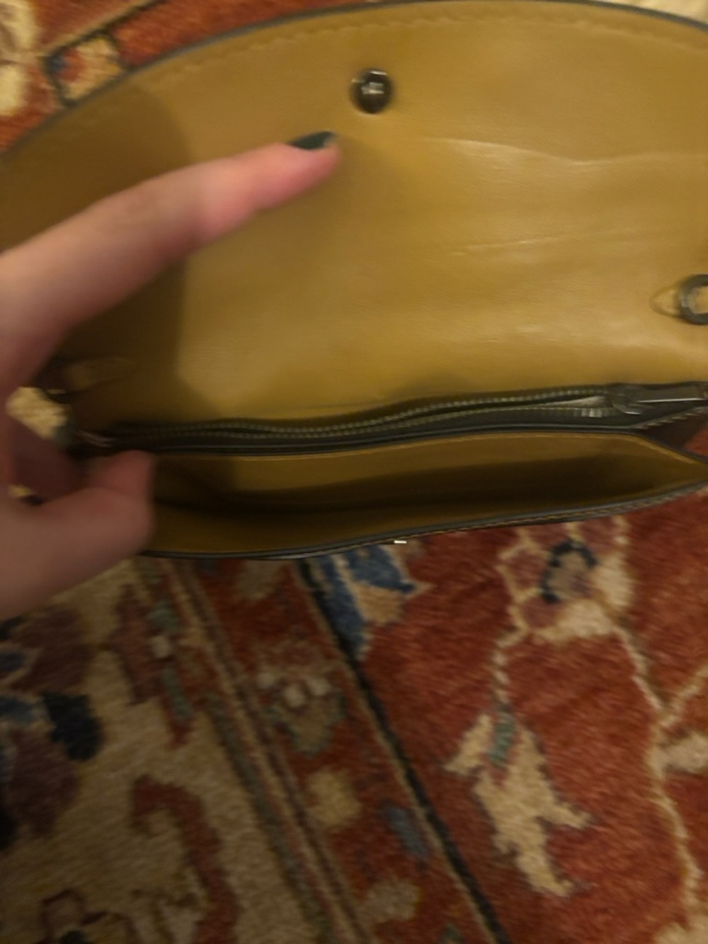 Coach Black Leather Wristlet with Contrasting Yellow Stitching - Picture 7 of 8